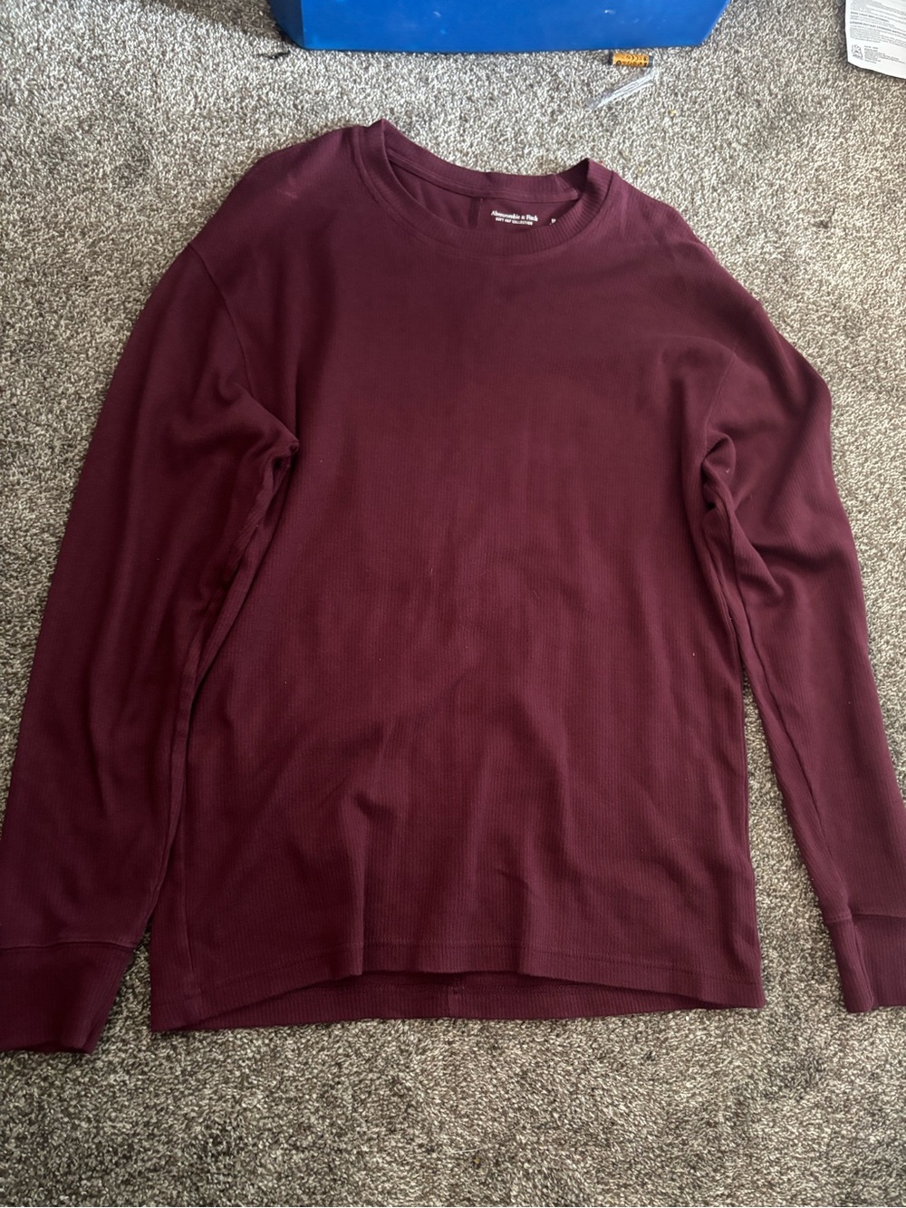 Abercrombie & Fitch Men's Long Sleeve Crewneck Shirt - Burgundy